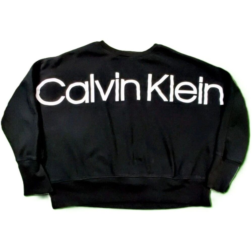 Calvin Klein Performance Women's XL Black Oversized Logo Crewneck Sweatshirt